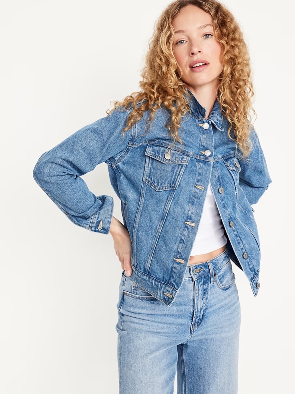 OLD NAVY XL Classic Jean Jacket in Medium Wash • Denim Trucker Utility Coat